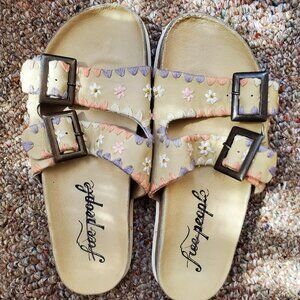 Free People Wildflowers Footbed Embroidered Sandals 9.5